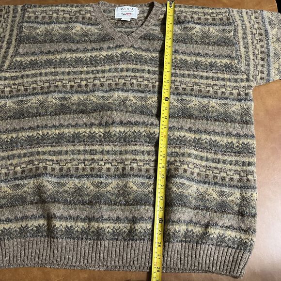 Vintage Avoca Collection Pure New Wool Irish Knit Sweater Brown XL Ireland - Picture 6 of 6